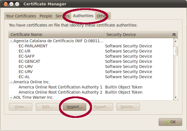 Importar Certificat - Firefox