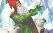 Un Pare Noel verd  i proper als animals, simbol d'un Nadal Sostenible (imatge:pinterest/Lynn Bywaters)