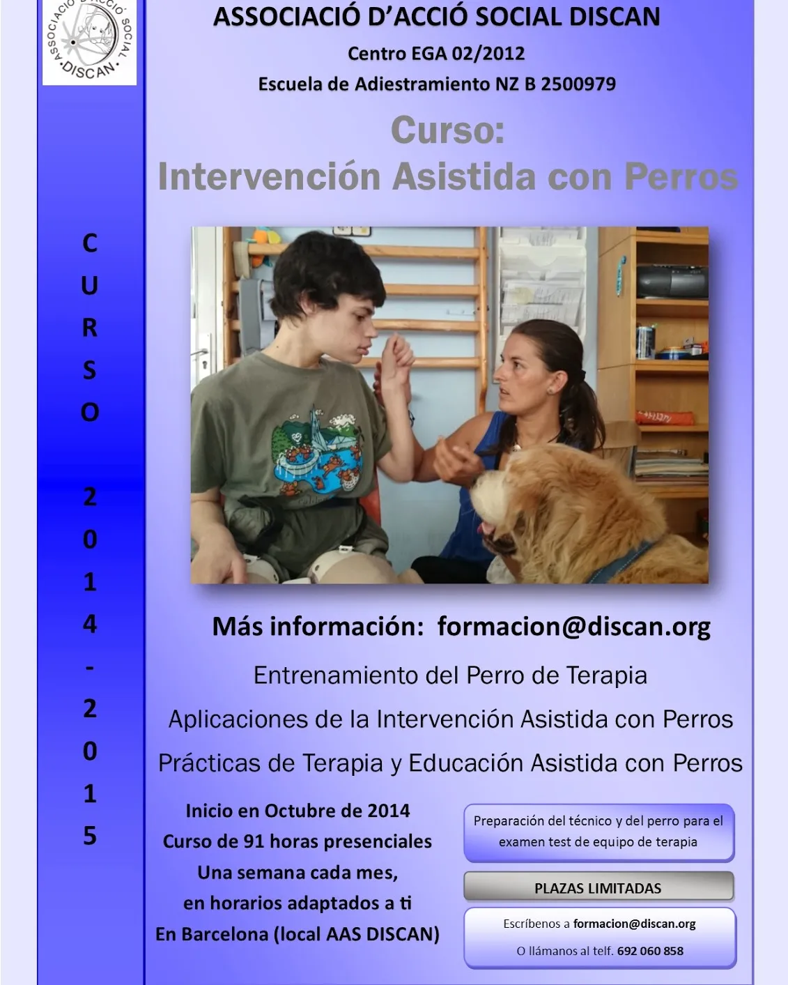 Curs d'Intervenció Assistida amb Gossos