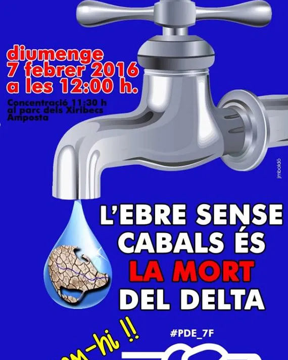 Cartell de la manifestació en defensa del Delta de l'Ebre a Amposta (imatge:ebre.cat)