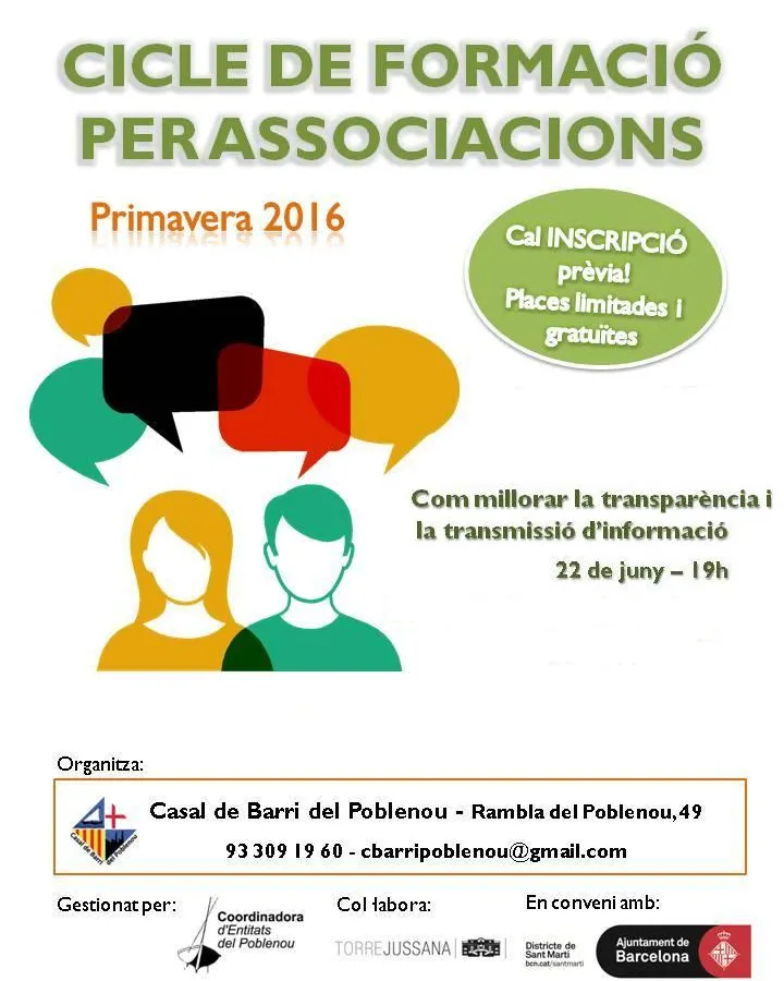 Cartell de la convocatòria del curs. Font: web fomació