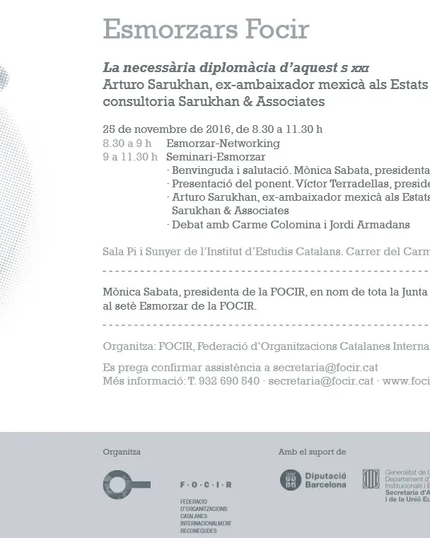 Cartell de l'Esmorzar FOCIR. Font: FOCIR