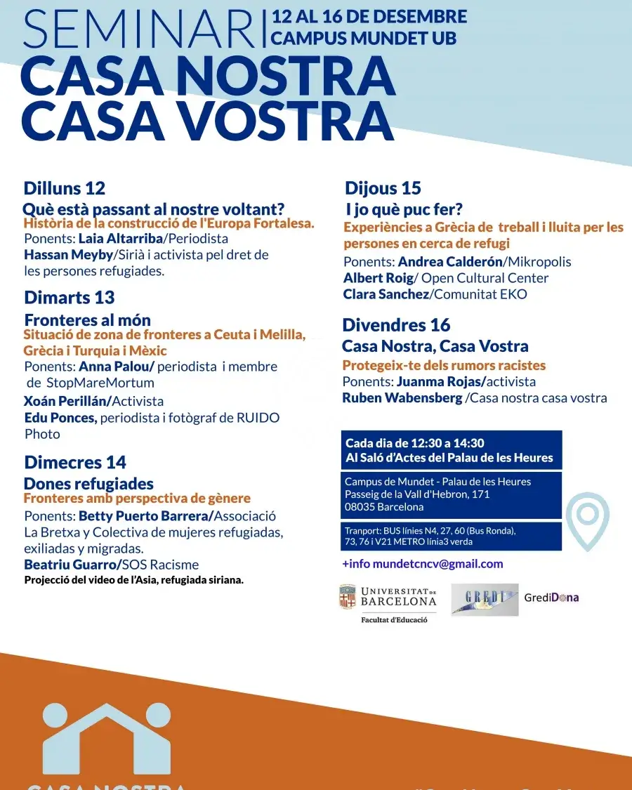 Programa del seminari. Font: Lafede.cat