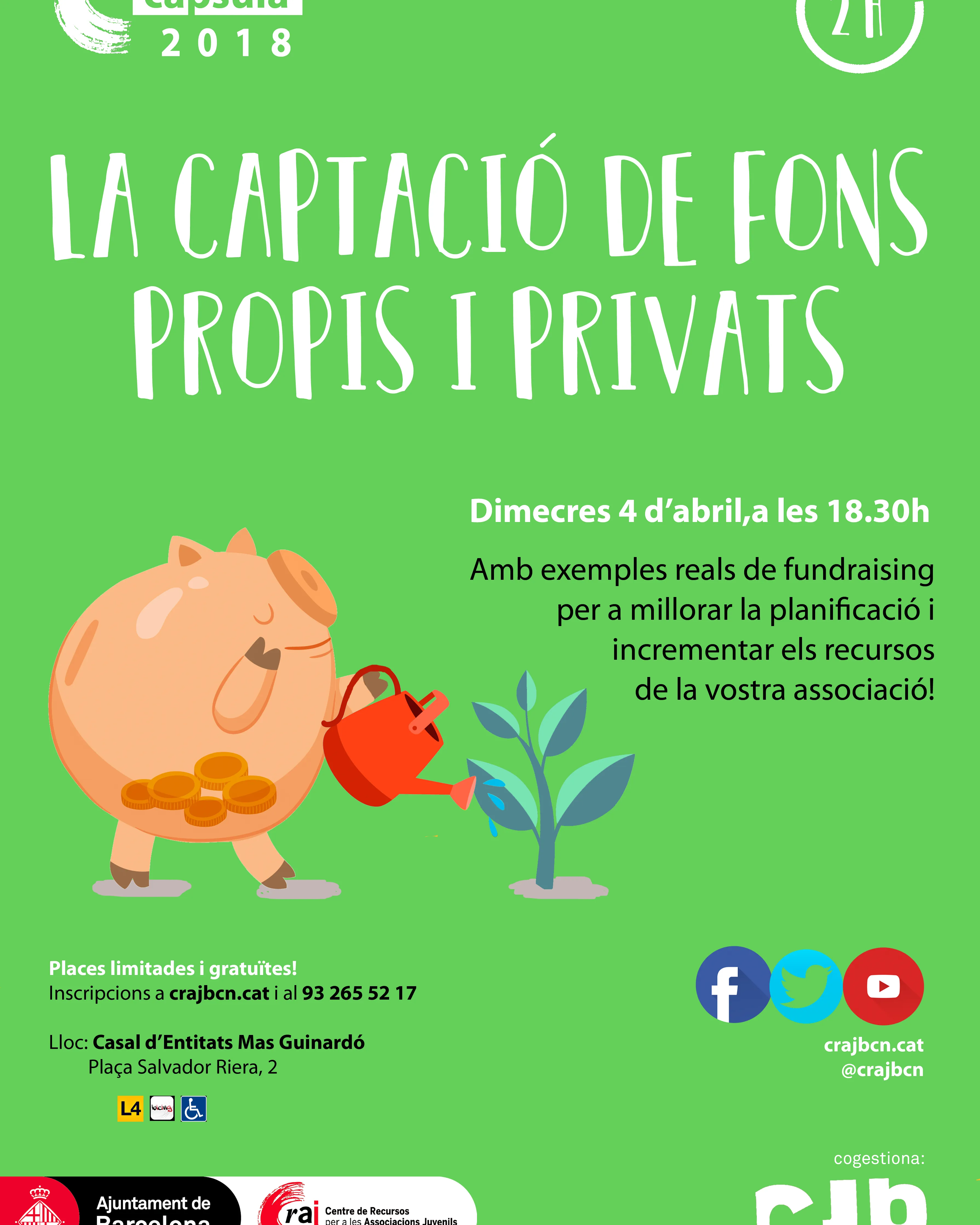 Cartell de la càpsula de formació per a entitats: La captació de fons propis i privats