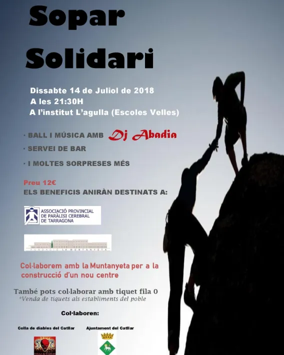 Cartell del sopar solidari. Font: La Muntanyeta