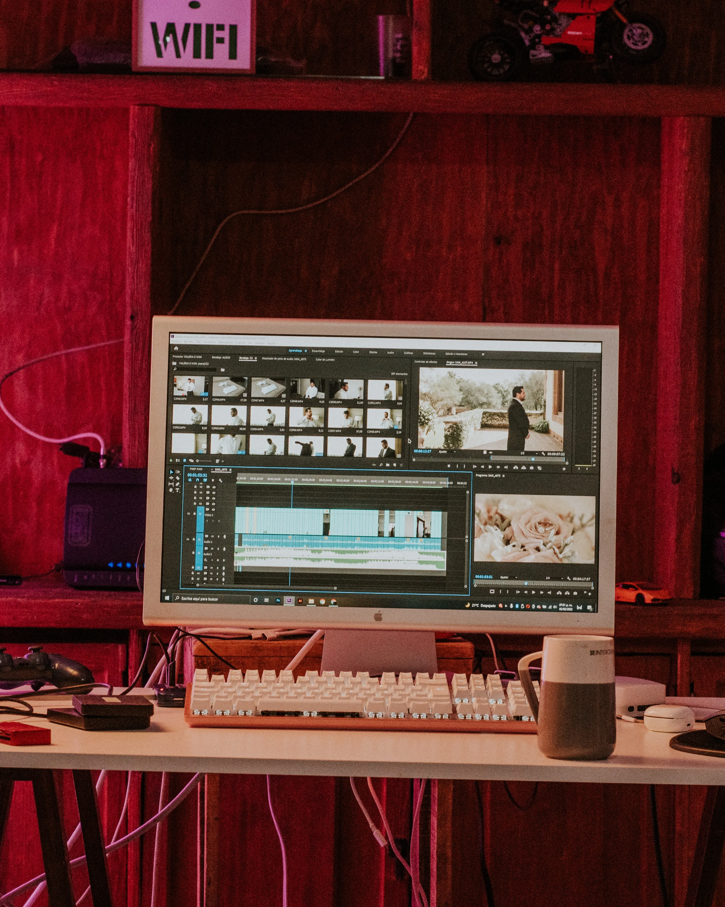 Ordinador on s'està muntant un audiovisual. 