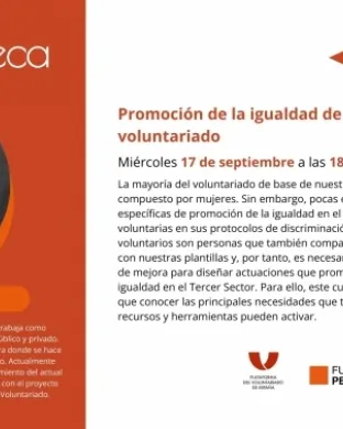 Cartell del webinar 'Promoción de la igualdad de género en el voluntariado' 