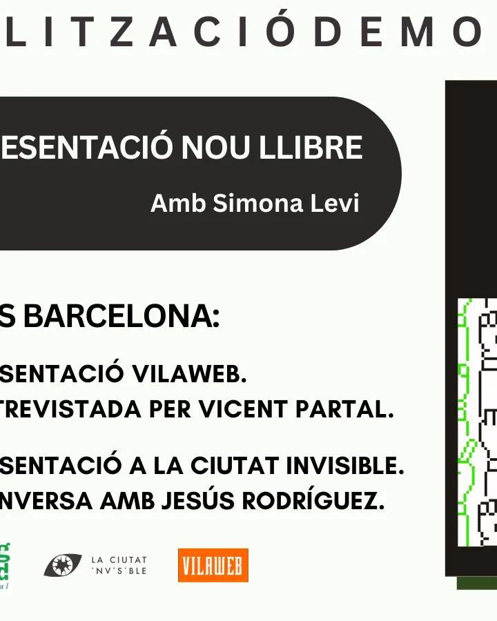 Cartell presentació del llibre 'Digitalització democràtica' de Simona Levi