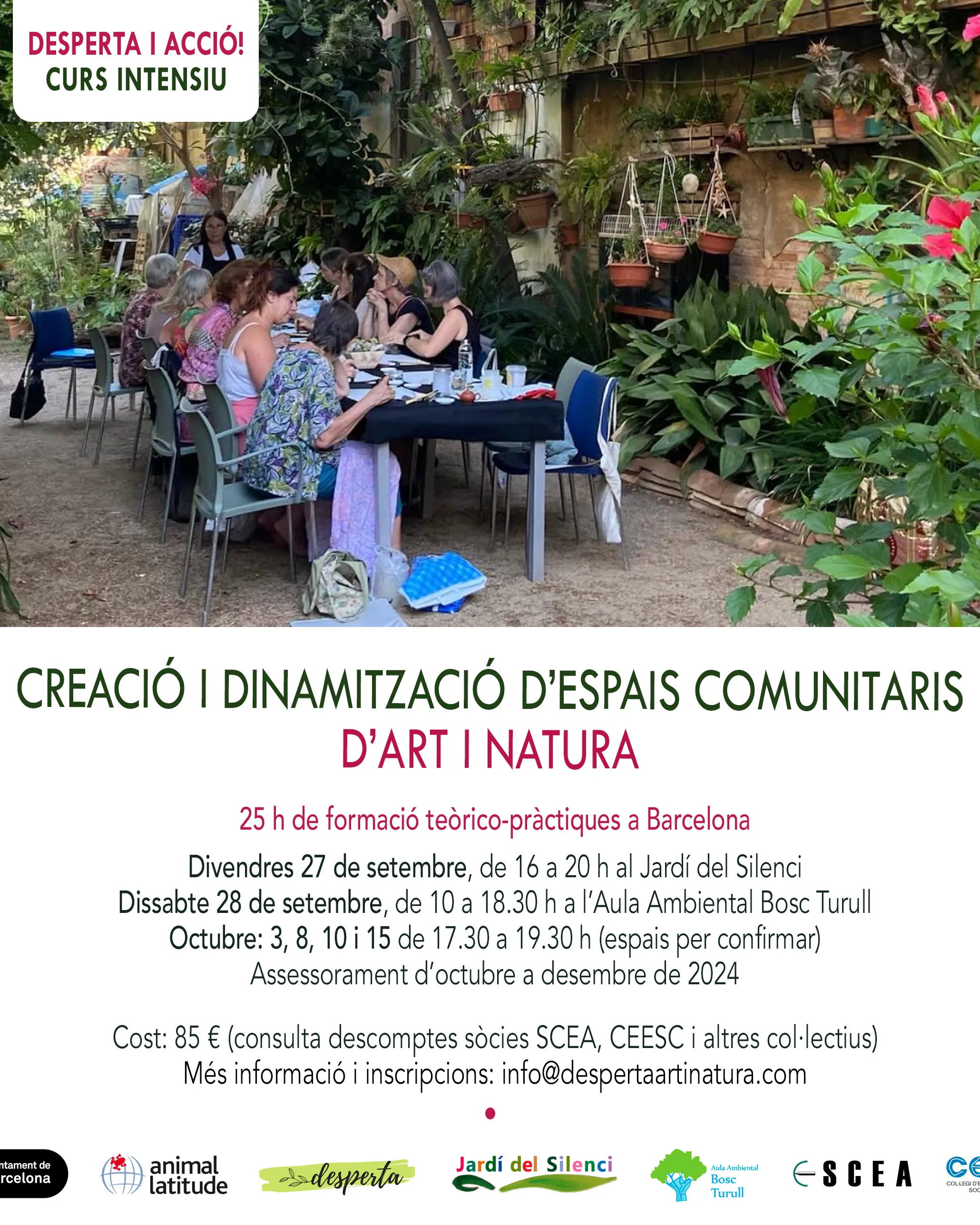 Cartell del Curs intensiu 'Creació i dinamització d'espais comunitaris d'art i natura'