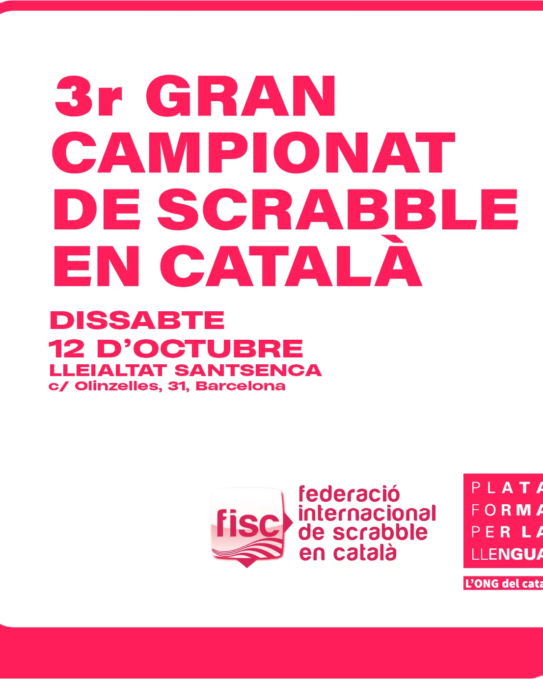 Cartell promocional del Campionat d'Scrabble