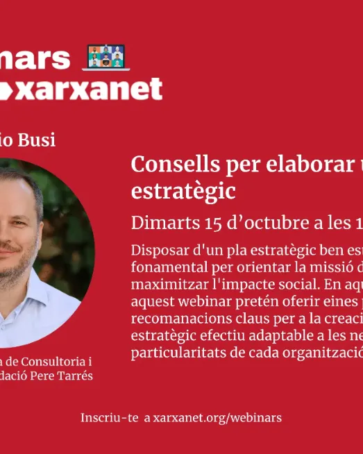 Cartell de l'esdeveniment "Webinar: ‘Consells per elaborar un pla estratègic’"
