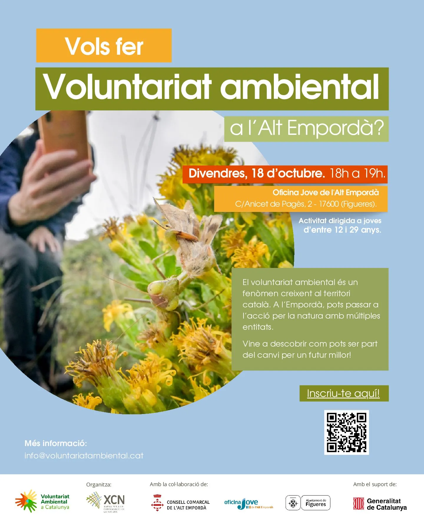 Cartell de l'esdeveniment "Xerrada: Vols fer voluntariat ambiental a l'Empordà?"