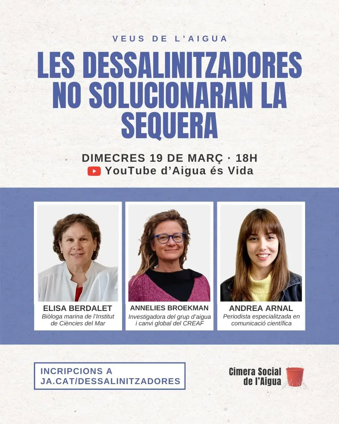 Fragment del cartell del webinar 'Les dessalinitzadores no solucionaran la sequera'