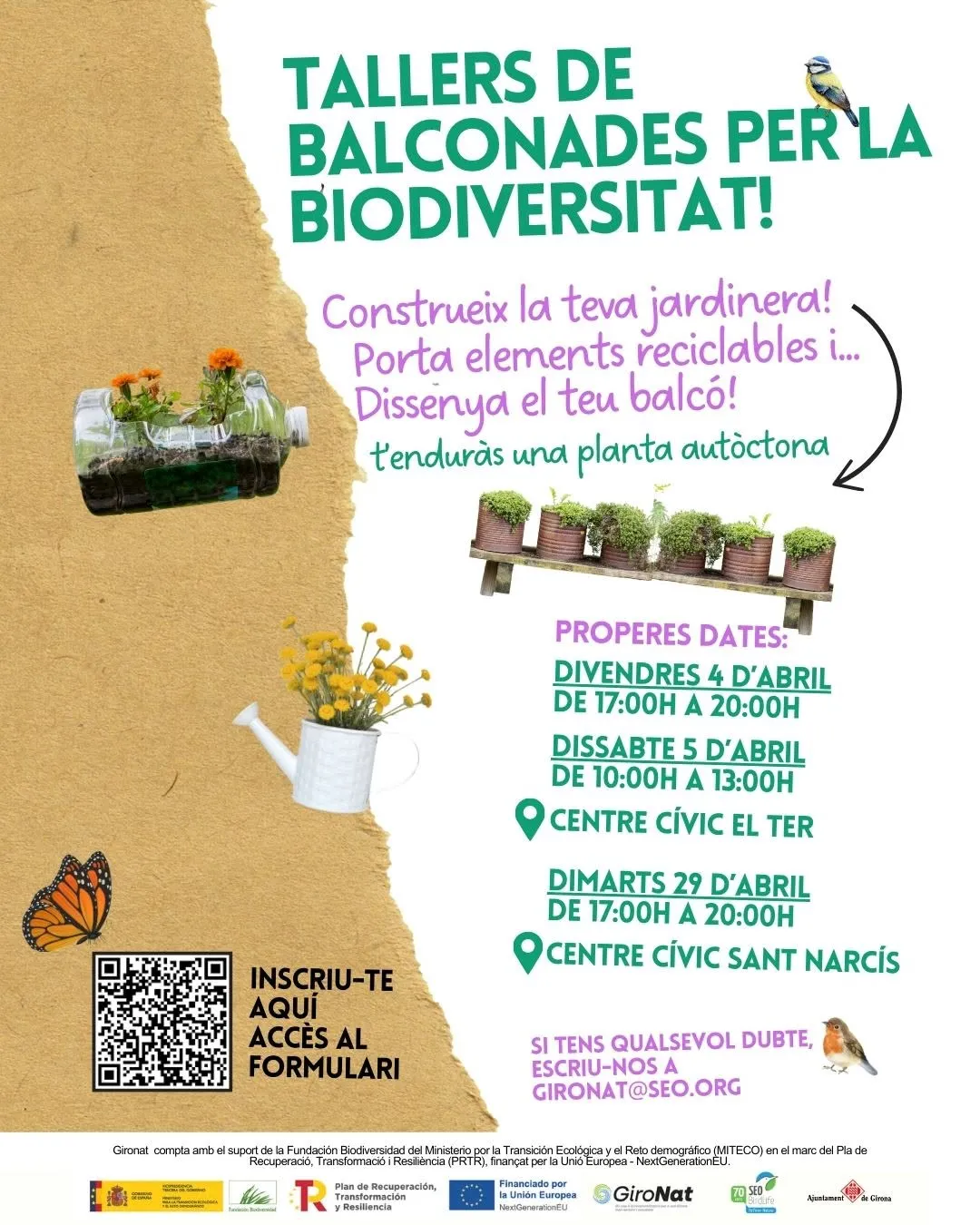 Cartell del Taller 'Balconades per la biodiversitat'