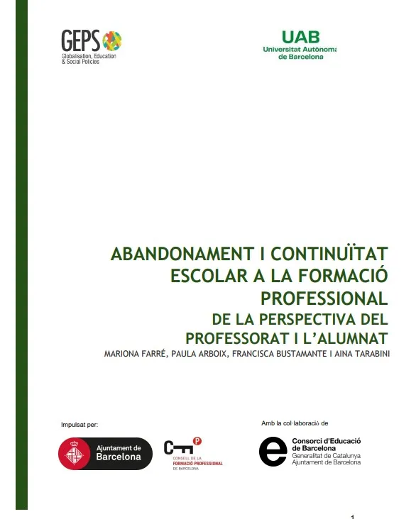 Abandonament i continuïtat escolar a la formació professional. De la perspectiva del professorat i l'alumnat