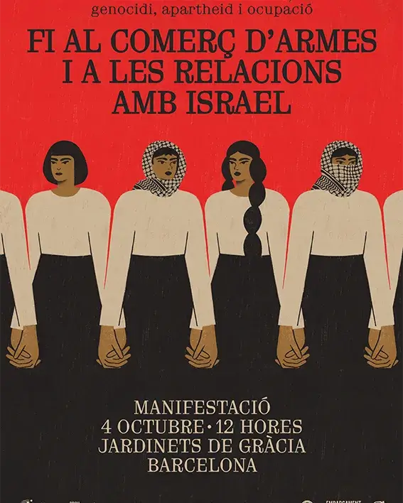 Cartell de la manifestació Fi al comerç d'armes i a les relacions amb Israel