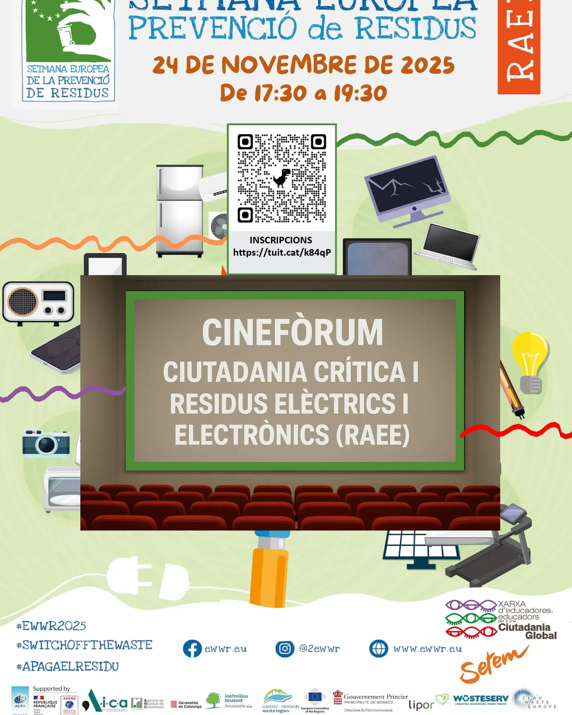 Anunci del cinefòrum online on diu el títol, la data d'emissió: 24 de novembre. Hora: 17:30-19:30