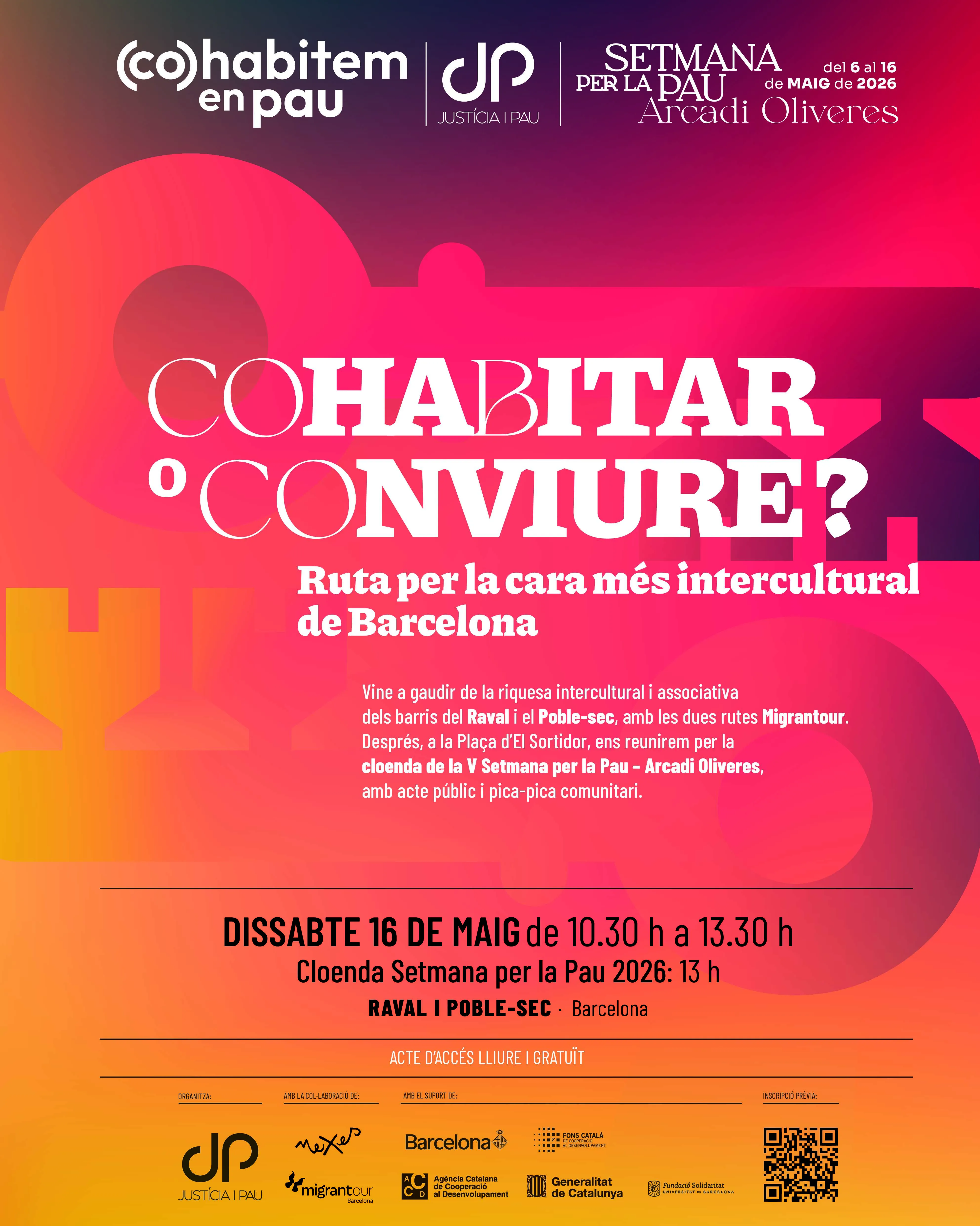 Cartell de les rutes Migrantour programades per la Setmana per la Pau - Arcadi Oliveres 2026