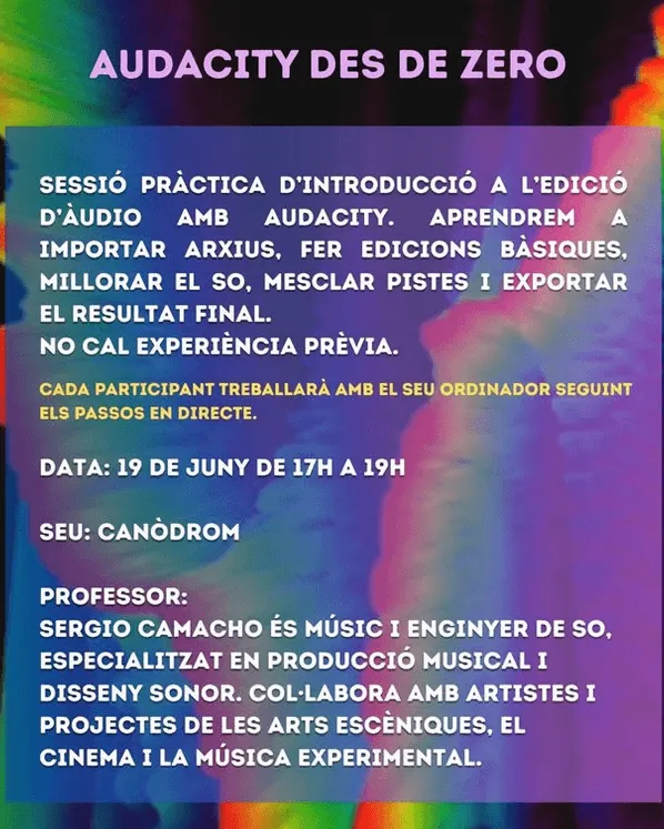 Cartell del taller 'Audacity des de zero'