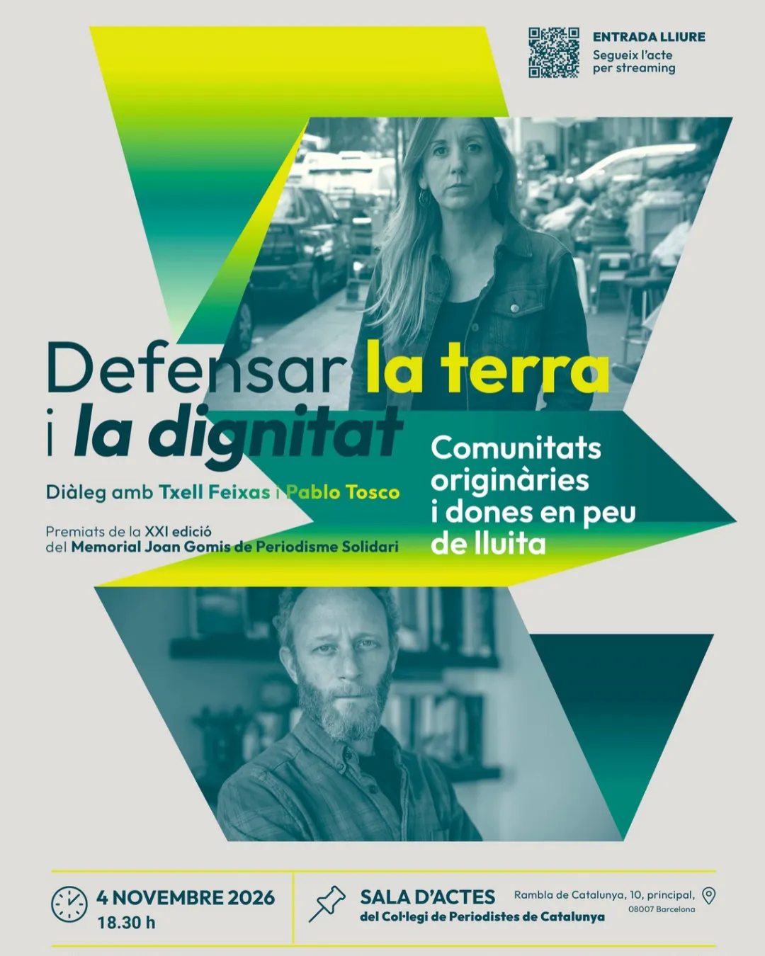 Cartell del lliurament XXI Memorial Joan Gomis de Periodisme Solidari