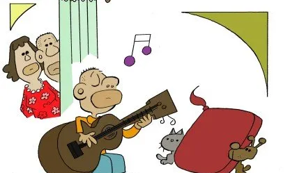 Dibuix d'un home tocant la guitarra