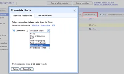 Exportació de documents