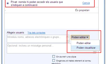 Configuració d'ús compartit