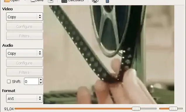 Aspecte del programa Avidemux