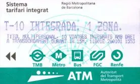 Bitllet T-10 de transport públic integrat de Barcelona
