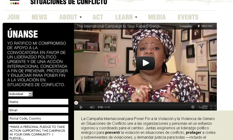 Plana web de la campanya contra violència vers les dones en conflictes