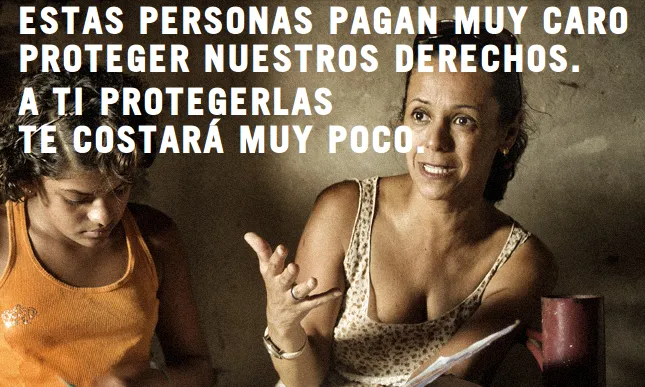 Imatge de la plana web de la campanya de suport als defensors dels drets humans