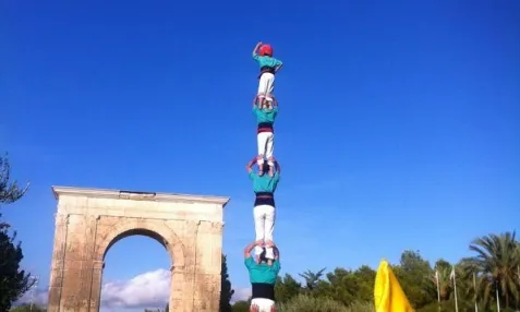 Els Castellers de Vilafranca durant la Via Catalana