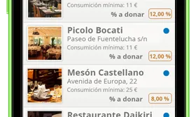 Els restaurants indiquen el tan per cent que donen a les entitats.