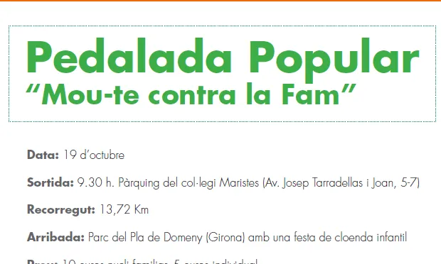 Cartell de la Pedalada Popular d'aquest diumenge 19 d'octubre