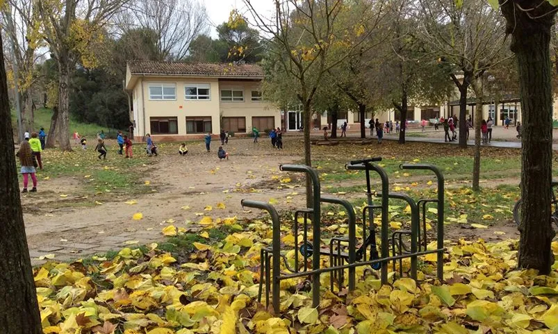 El pati de l'escola Josep Gras, a la tardor. Foto: Facebook Escola Josep Gras