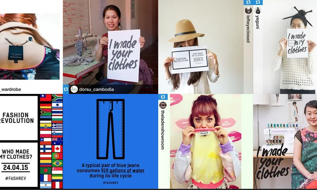 Amb el #retomodasostenible es grava un vídeo curt donant la volta a una peça de roba (Font: fashionrevolution.org)