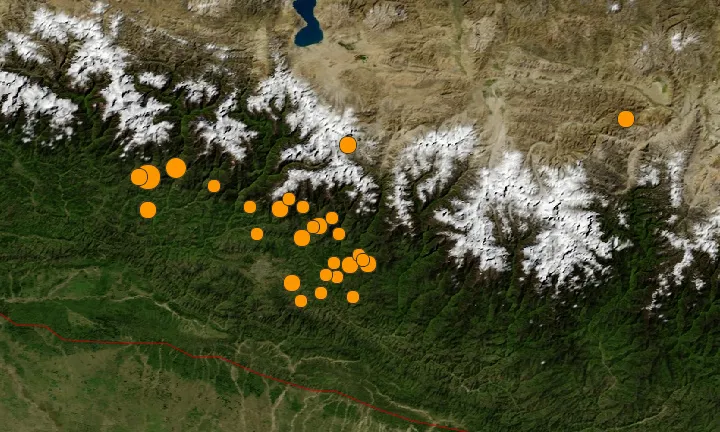 Mapa de moviments registrats a Nepal Font: wikimedia.org