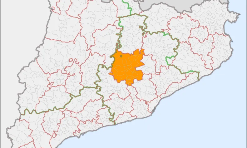 Mapa de Catalunya amb la comarca del Bages ressaltada (Font: Consell Comarcal del Bages)