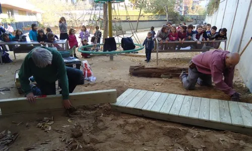 La col·laboració de l'Ampa  en la transformació del pati de l'escola (imatge: escola orlandai)