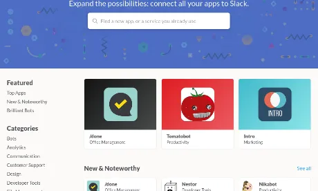Slack gairebé té 200 aplicacions per utilitzar. 