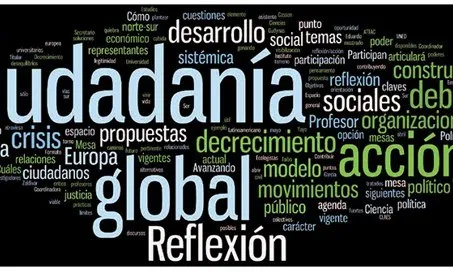 Conceptes com ciutadania global, desenvolupament sostenible, decreixement o organitzacions i moviments socials són abordats per l'Educació per al Desenvolupament