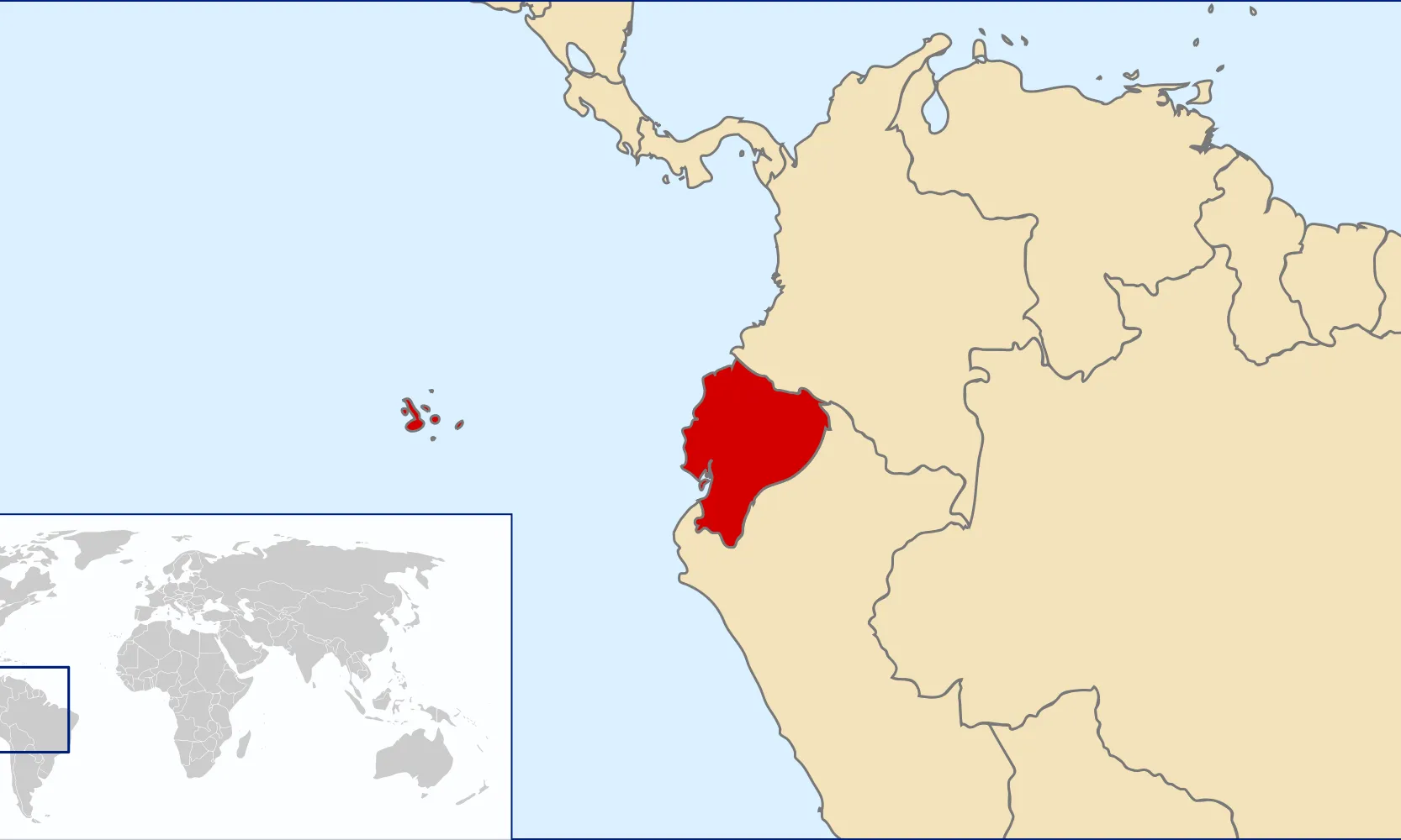 Situació de l'Equador al món. Font: Wikipedia