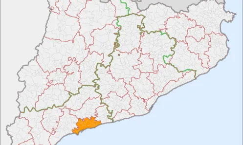 Mapa de Catalunya amb la comarca del Tarragonès ressaltada. Font: wikipedia.org
