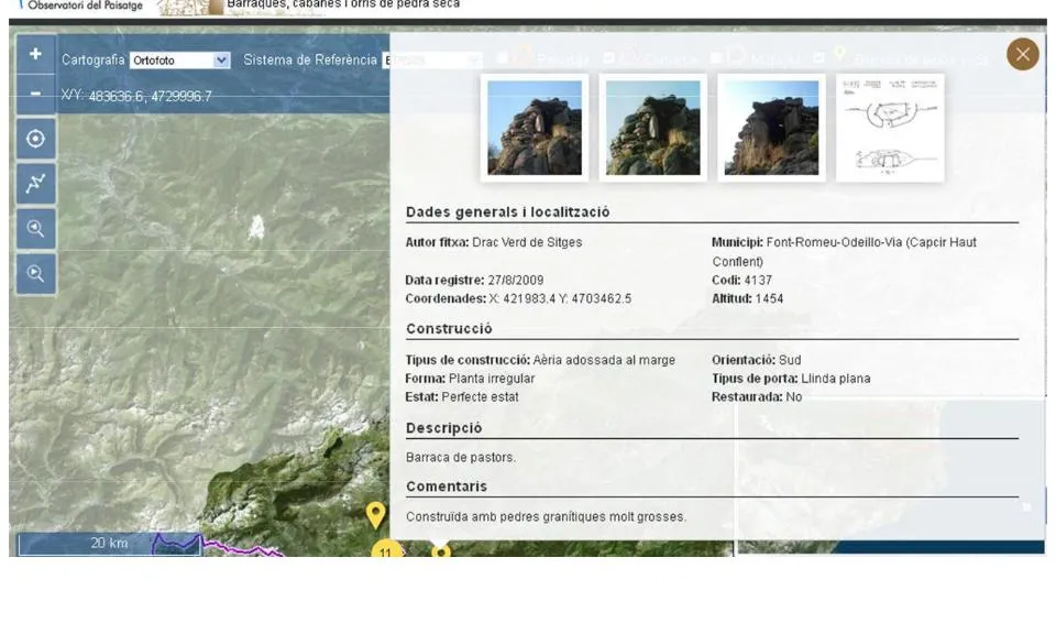 La fitxa d'una cabana de pedra seca (imatge:wikipedra.catpaisatge.net)