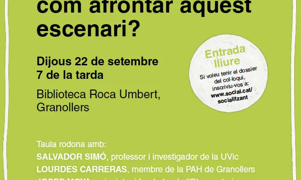 Durant la primera trobada es debatrà sobre quin paper ha tingut la crisi econòmica en la salut mental de la població catalana (Font: social.cat)