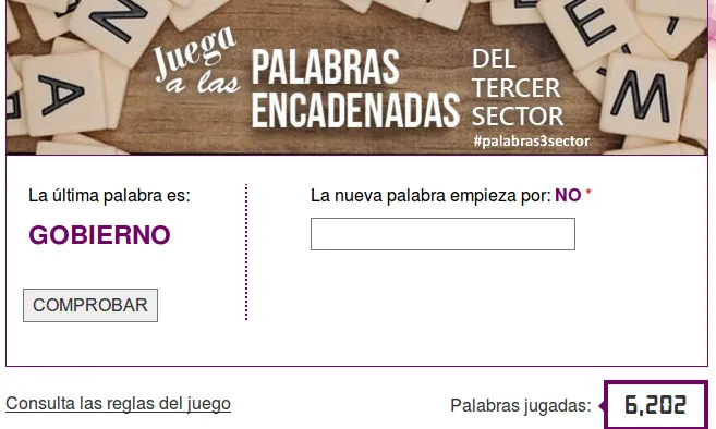 El joc, que es pot veure a la part superior dreta del web de la PTS