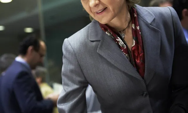 Isabel Garcia Tejerina durant una reunió de ministres europeus de pesca el 2014 (imatge: consilium.europa.eu)