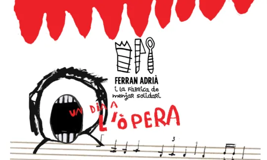 Cartell de la quarta edició de la "Fàbrica de menjar solidari: un dia a l'òpera" (Font: lafabricademenjarsolidari.org)