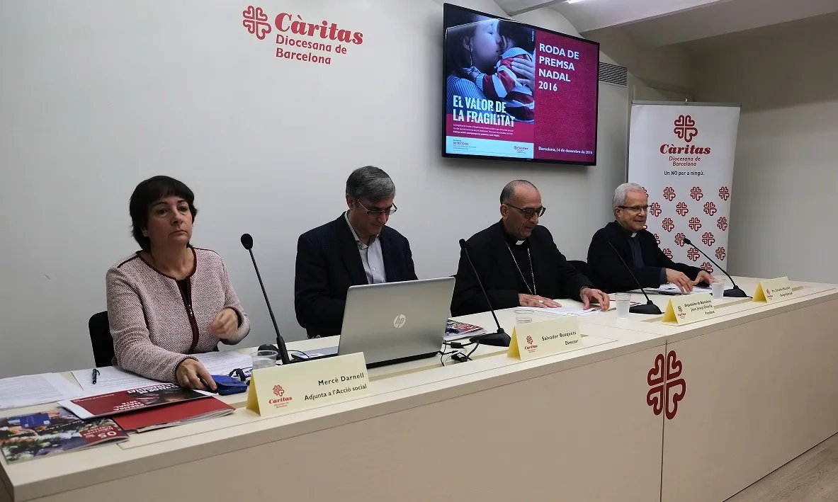 Representants de Càritas Diocesana de Barcelona durant la presentació de l'informe. Foto: CDB. 