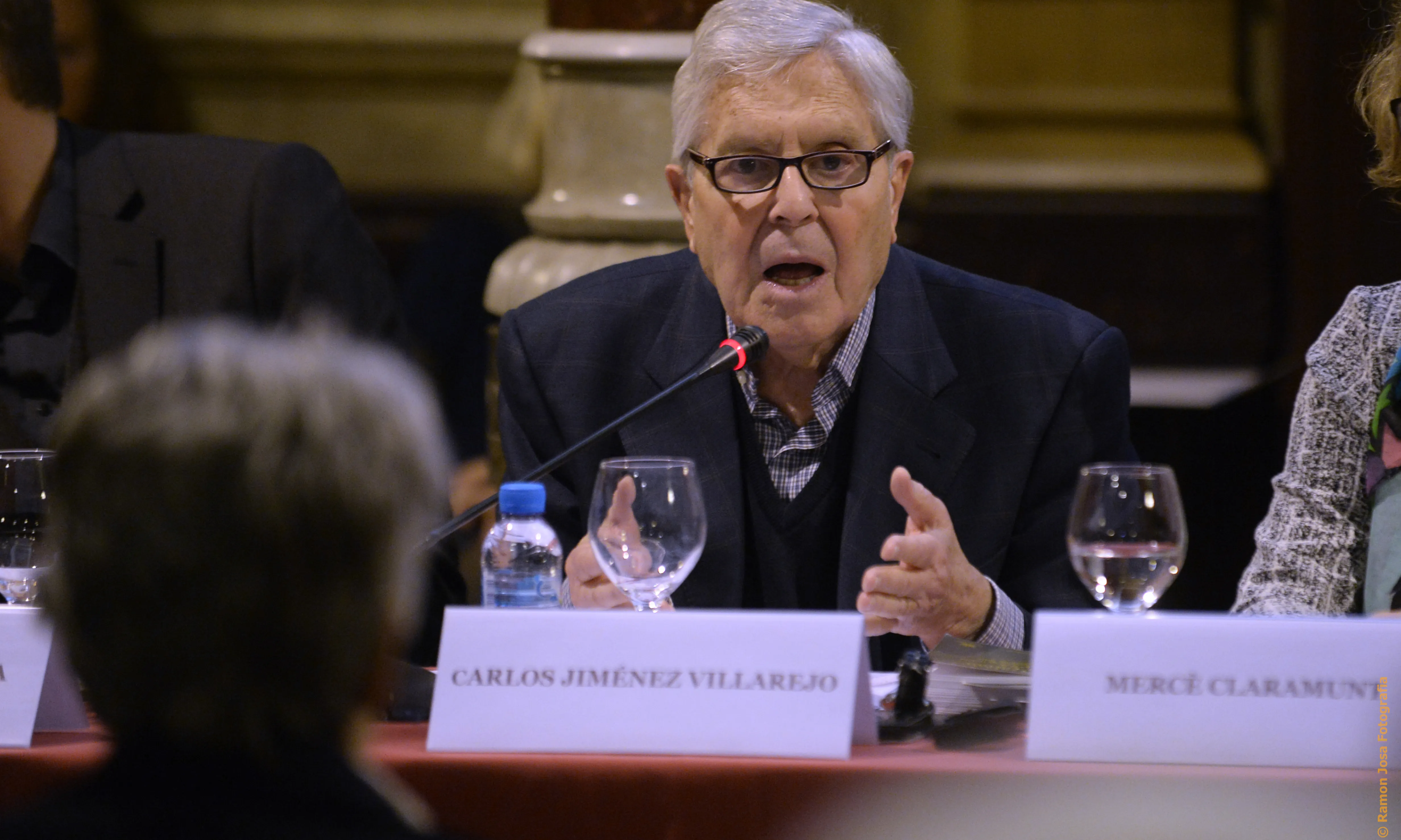 Carlos Jiménez Villarejo, ex-fiscal anticorrupció, a la presentació del recurs. Font: FCCSM